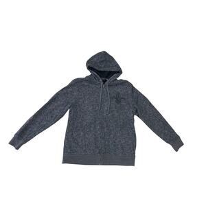 Apt 9 Y2K Fuzzy Fleece Lined Damask Zip Up Sweater Hoodie Size Medium Y2K Goth